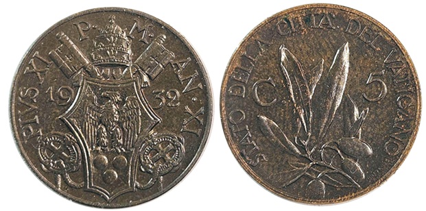 1932 Vatican 5 Centesimi